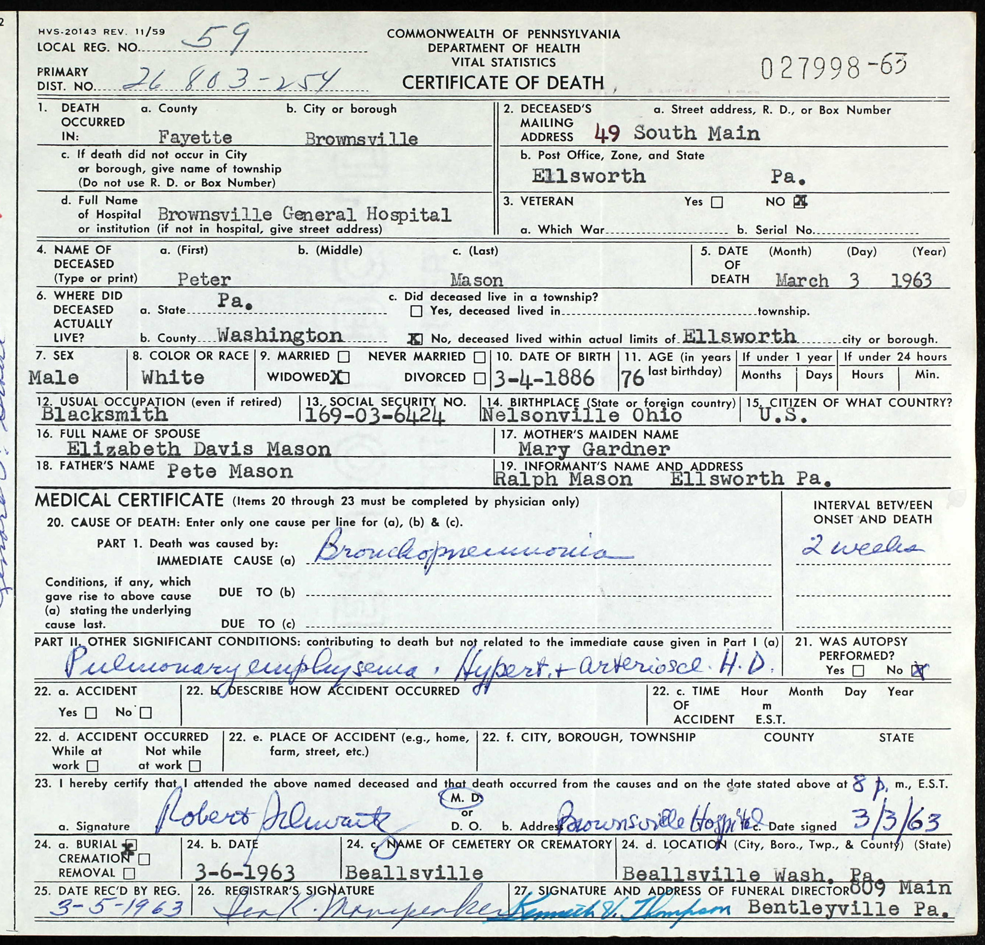 death certificate